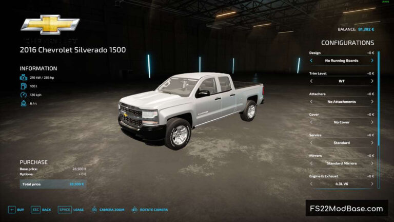 2016 Chevrolet Silverado 1500 - Farming Simulator 22 Mod | LS22 Mod ...