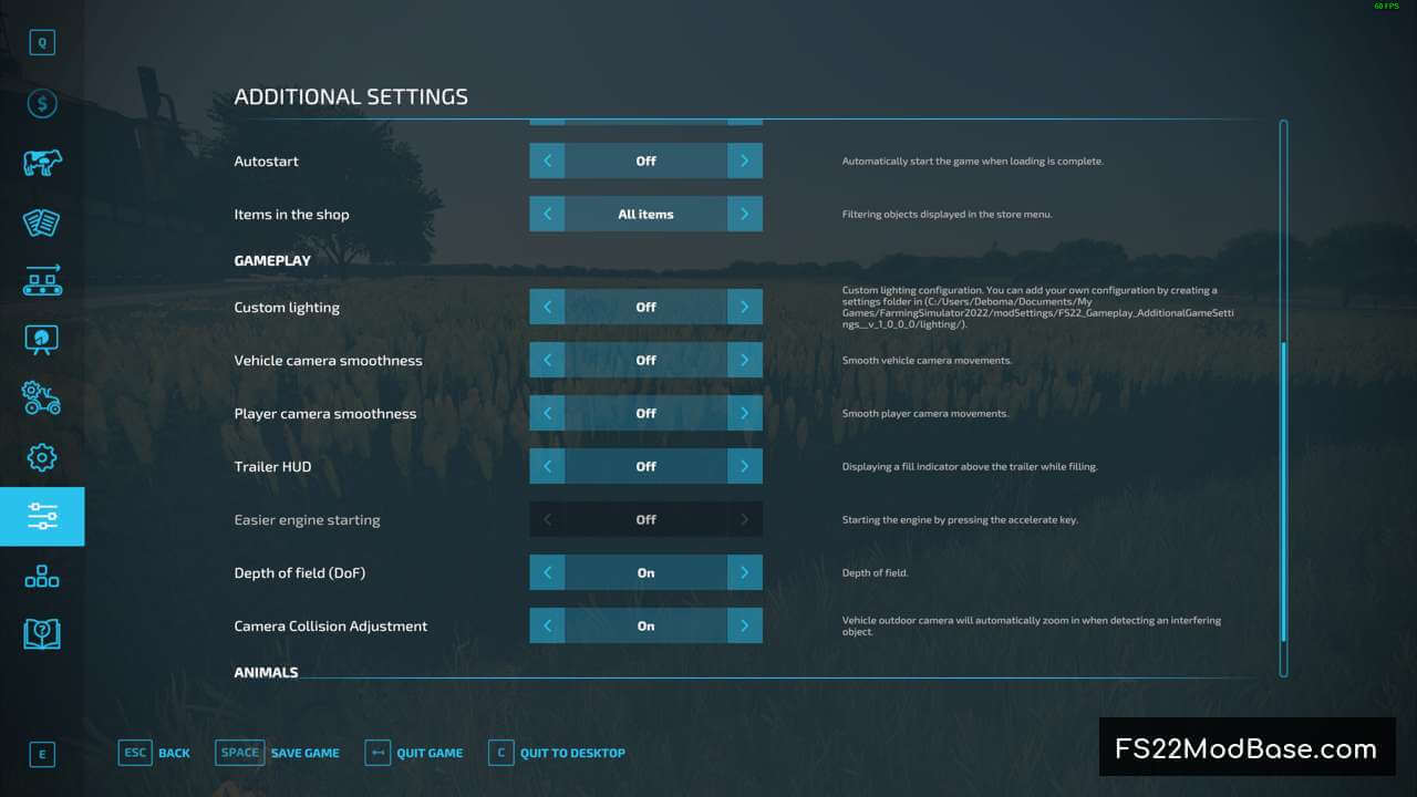 Additional Game Settings