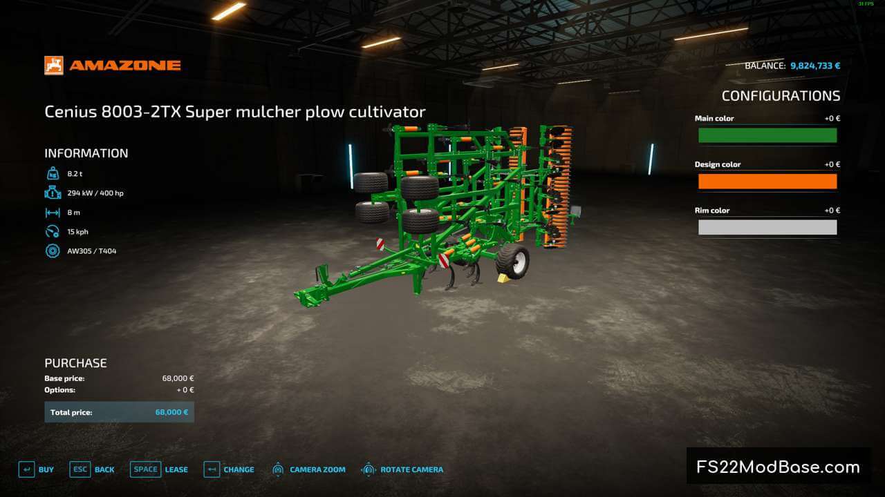 Amazone Cenius 8003-2TX Super mulcher plow cultivator