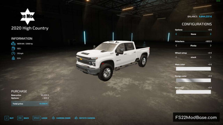 2020 Chevy High Country - Farming Simulator 22 Mod | LS22 Mod | FS22 Mod