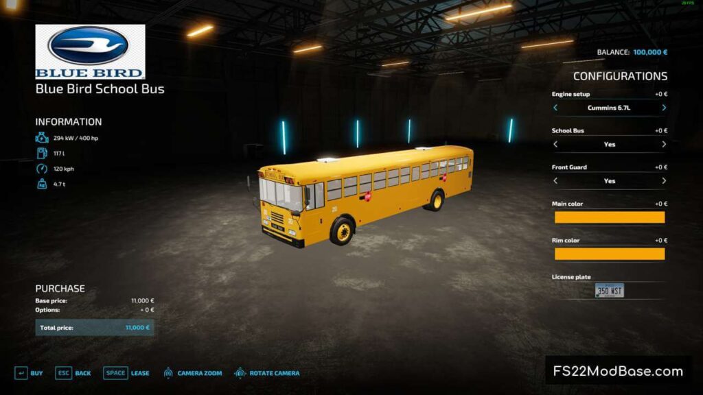 Blue Bird School Bus - Farming Simulator 22 Mod | LS22 Mod | FS22 Mod