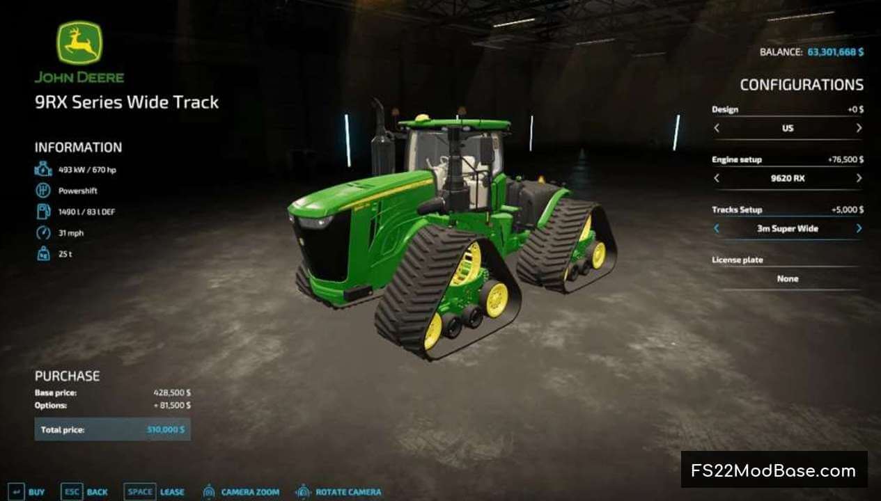 John Deere 9RX Wide Track Series