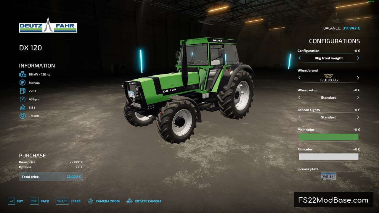 Deutz DX 120 - Farming Simulator 22 Mod | LS22 Mod | FS22 Mod