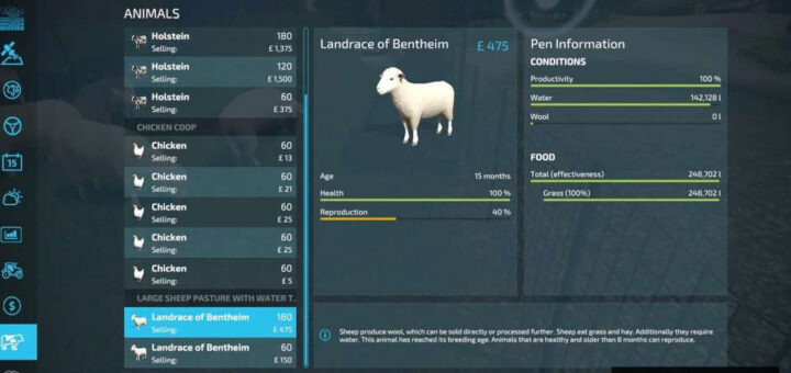 Large Sheep Pasture With Water Trough And Solar Panels